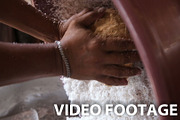 woman extraction of coconut pulp