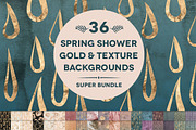 36 Spring Shower Watercolor & Gold