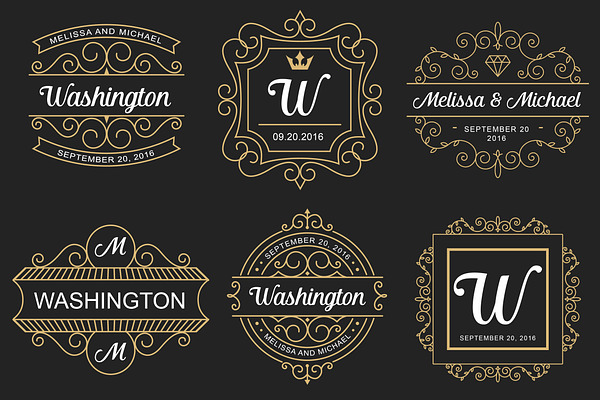 6 Wedding Monogram Logo Templates