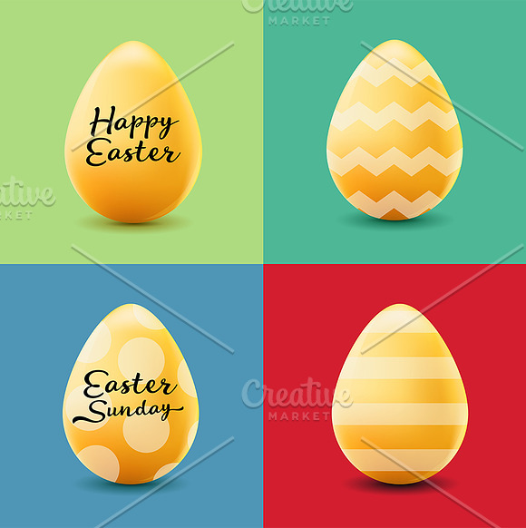 Happy Easter set with colored eggs in Illustrations - product preview 1