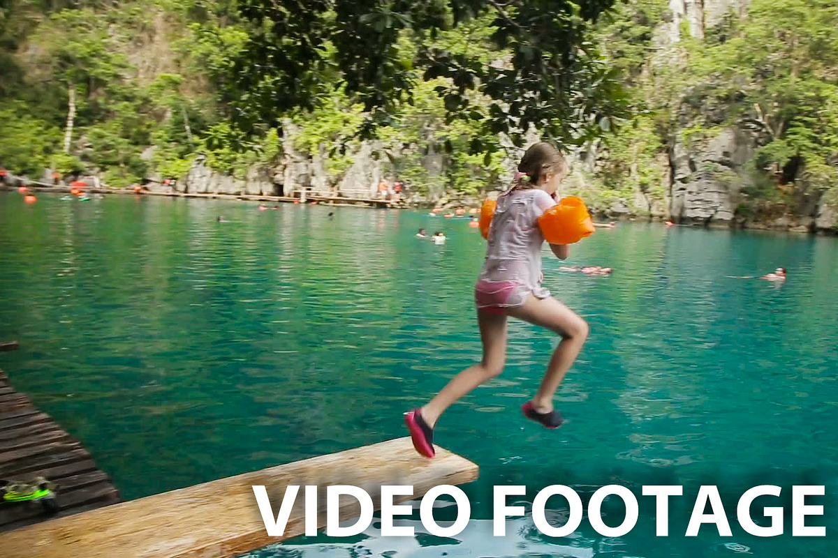 Girl jumping into the lake. in Graphics - product preview 8