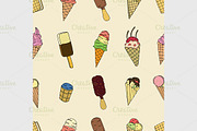 Seamless pattern with ice cream