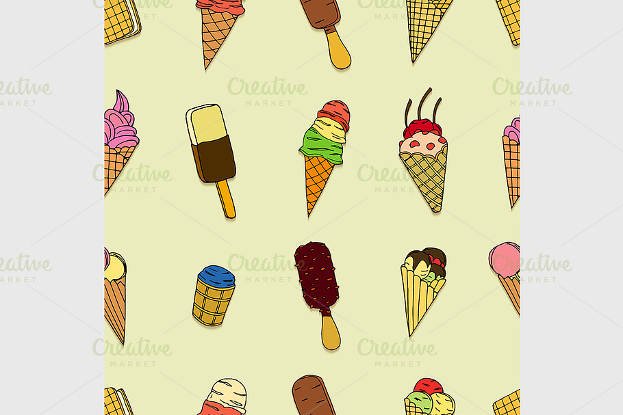 Seamless pattern with ice cream in Graphics - product preview 8