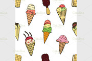 Seamless pattern with ice cream