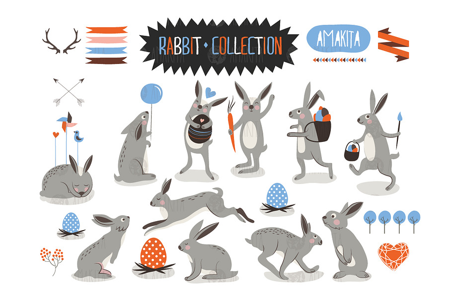 Rabbit and easter clipart
