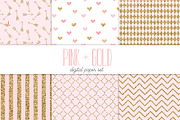 Pink and gold digital paper