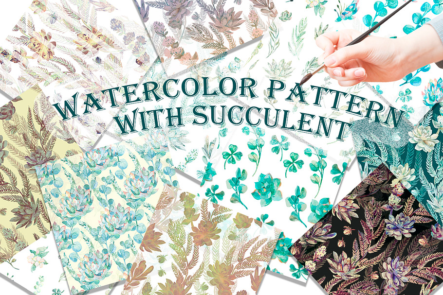 Succulents pattern in Patterns - product preview 8