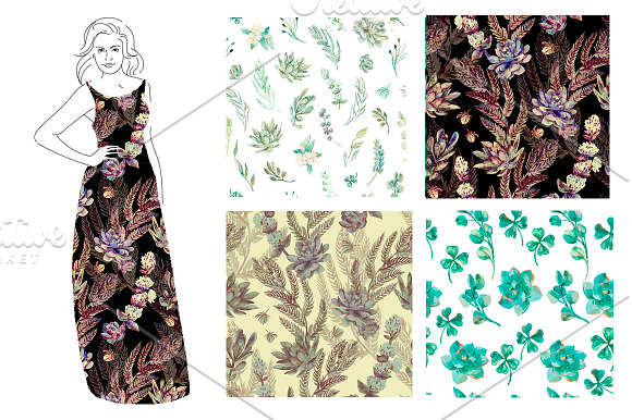 Succulents pattern in Patterns - product preview 1