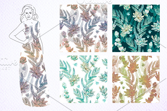 Succulents pattern in Patterns - product preview 3