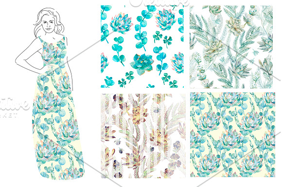 Succulents pattern in Patterns - product preview 6