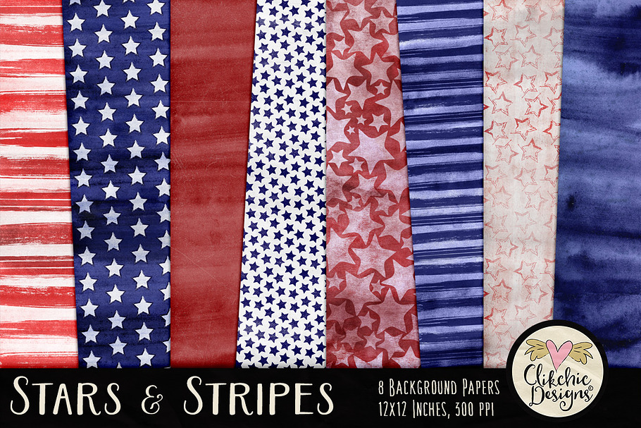 Watercolor Stars & Stripes Textures in Textures - product preview 8