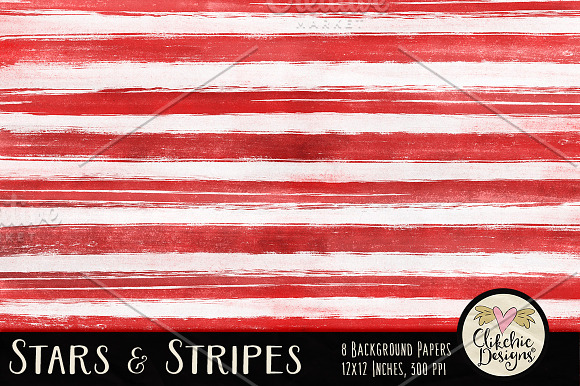 Watercolor Stars & Stripes Textures in Textures - product preview 2