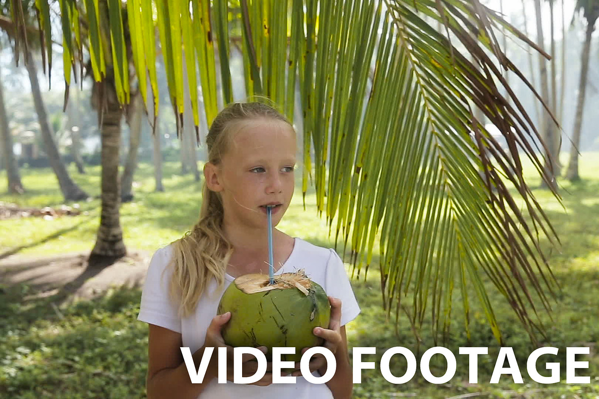 Young girl drinking coconut juice in Graphics - product preview 8