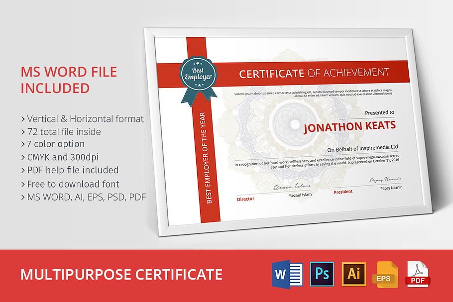 Multipurpose Certificate 02