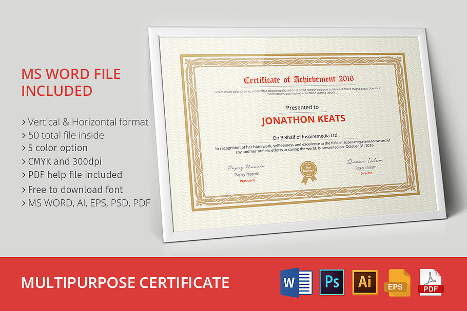 Multipurpose Certificate 01