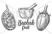 Baobab fruit and seeds