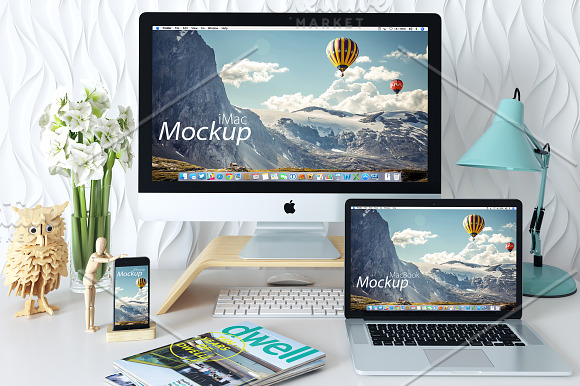 imac macbook iphone mockup in Mobile & Web Mockups - product preview 1