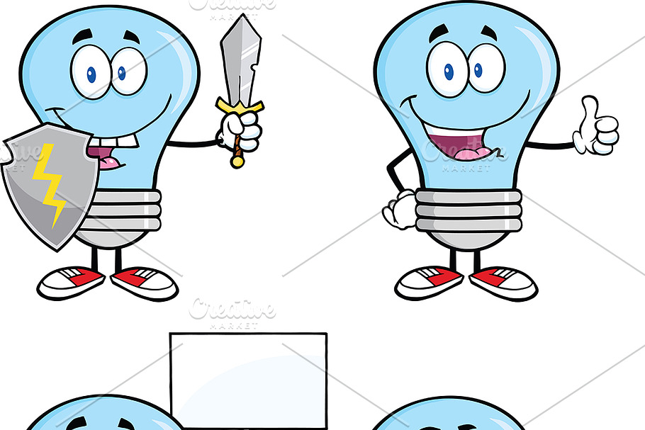 Blue Light Bulb Collection - 8 in Illustrations - product preview 8