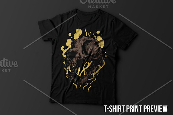 Cat Head Skull Illustration in Illustrations - product preview 3