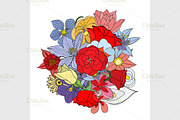 Floral background with leaves.