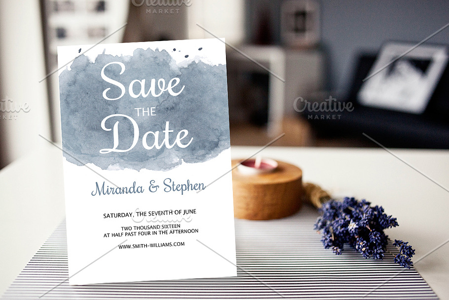 Watercolor Wedding Invitations in Postcard Templates - product preview 8