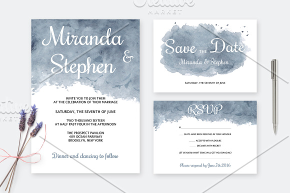 Watercolor Wedding Invitations in Postcard Templates - product preview 1