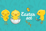 Easter cute vector set