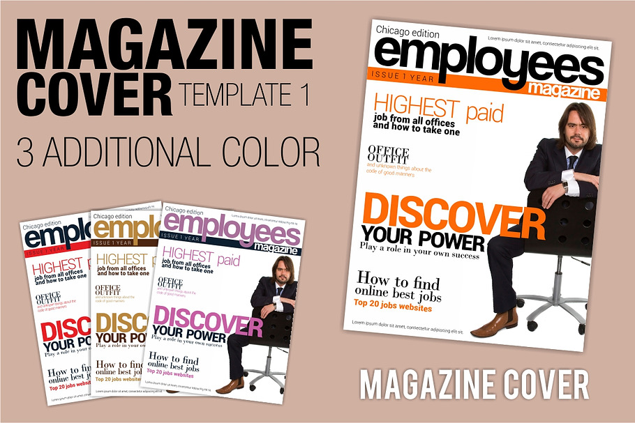 EMPLOYEES magazine cover template 1 in Magazine Templates - product preview 8