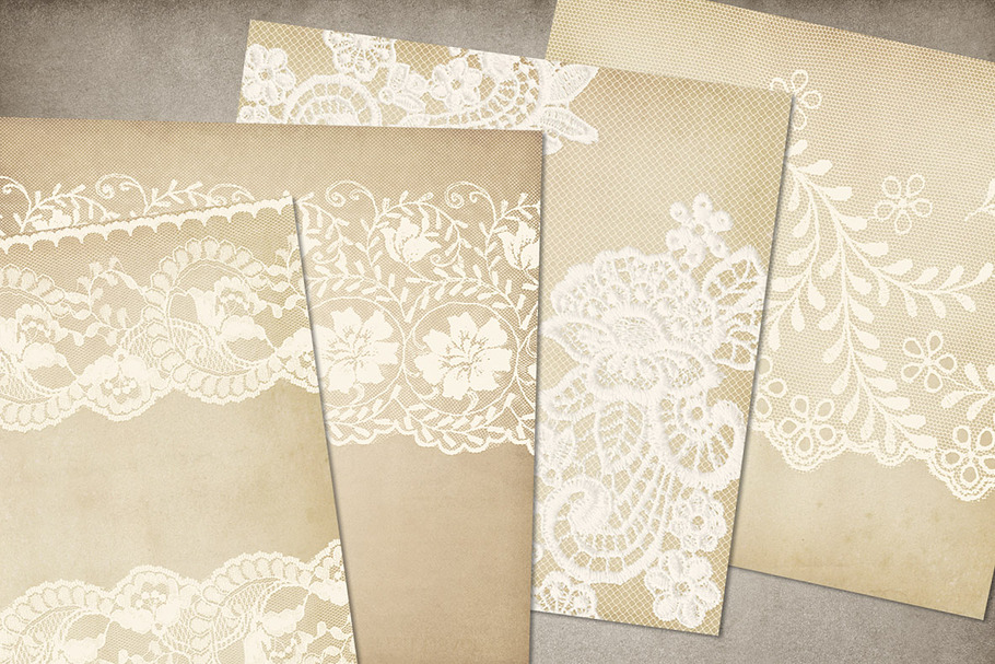 Vintage Ivory Lace Digital Paper in Textures - product preview 8
