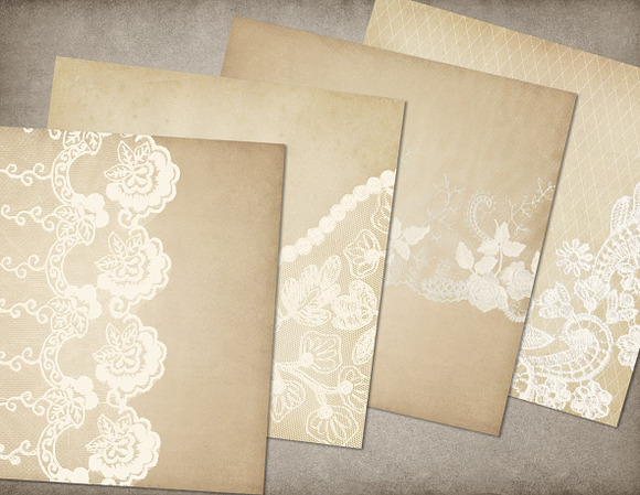 Vintage Ivory Lace Digital Paper in Textures - product preview 1