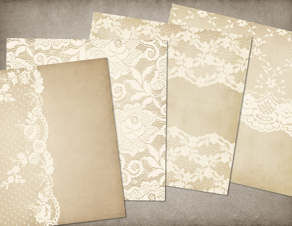 Vintage Ivory Lace Digital Paper in Textures - product preview 2
