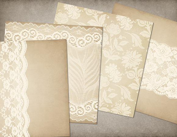 Vintage Ivory Lace Digital Paper in Textures - product preview 3