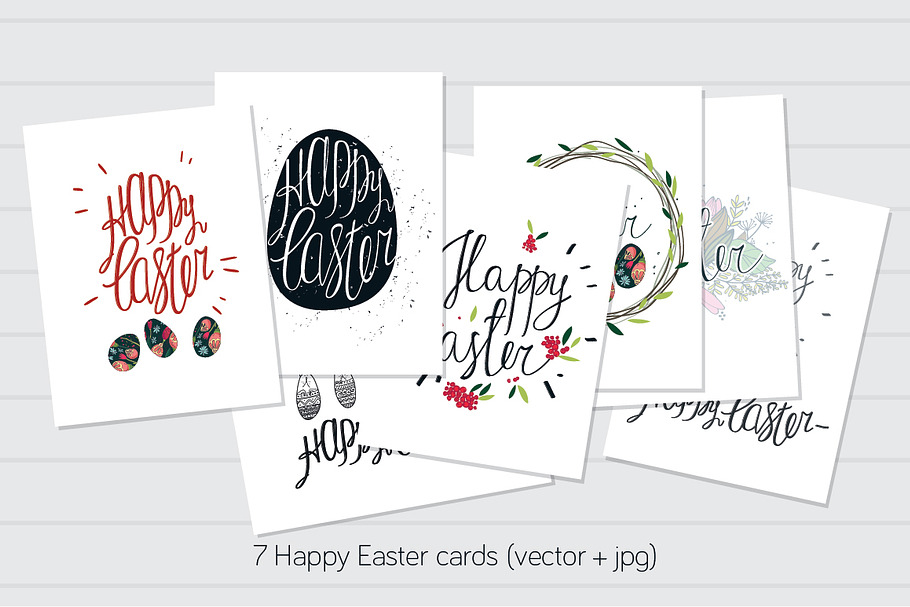 Happy Easter cards (7 eps10 +7 jpg) in Illustrations - product preview 8