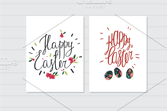 Happy Easter cards (7 eps10 +7 jpg) in Illustrations - product preview 2