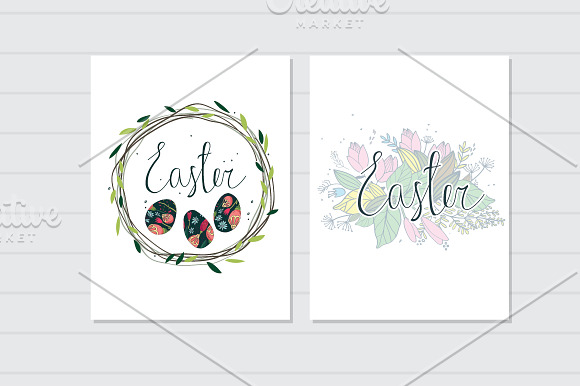 Happy Easter cards (7 eps10 +7 jpg) in Illustrations - product preview 3