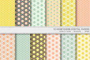 12 Honeycomb Hexagon Digital Papers