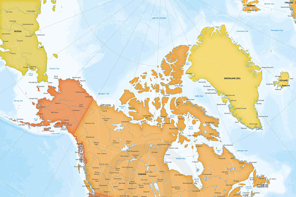 Vector map of North America XL-size