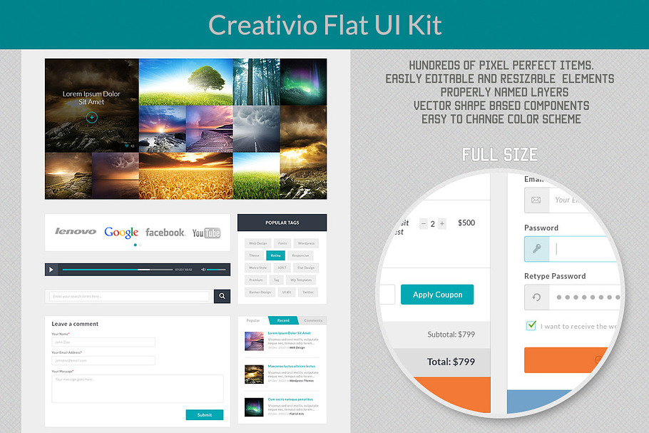 Creativio Flat UI Kit in UI Kits and Libraries - product preview 8