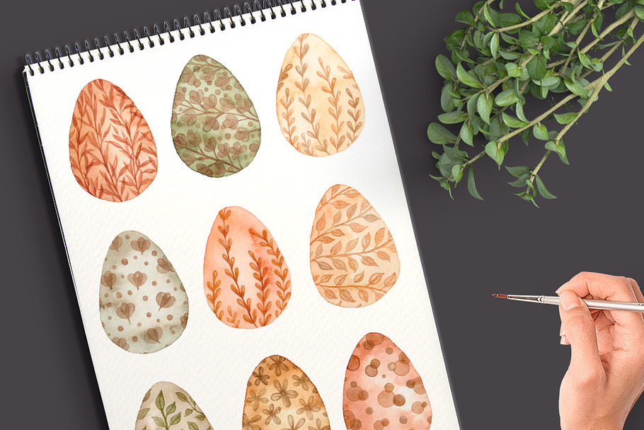 Watercolor Easter Eggs graphics