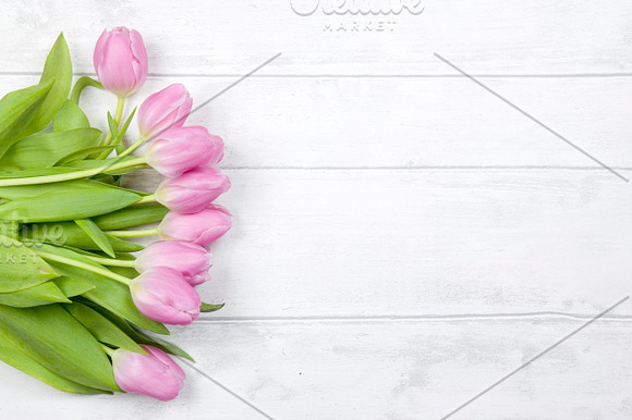 Spring Florals White Wood Mockup in Scene Creator Mockups - product preview 1