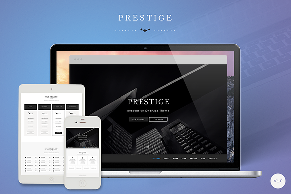 Prestige Minimalistic OnePage Theme in Bootstrap Themes - product preview 2