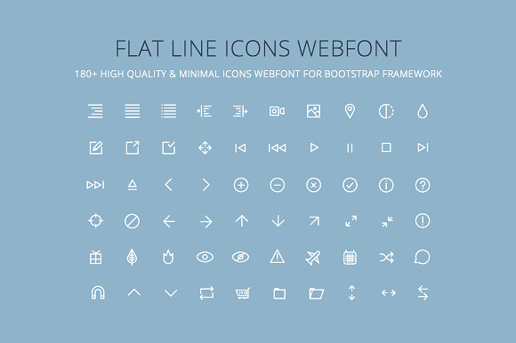Flat Line Icons Webfont in Icon Fonts - product preview 1
