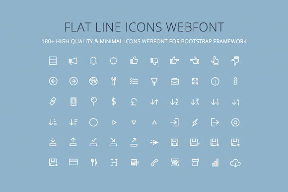 Flat Line Icons Webfont in Icon Fonts - product preview 2