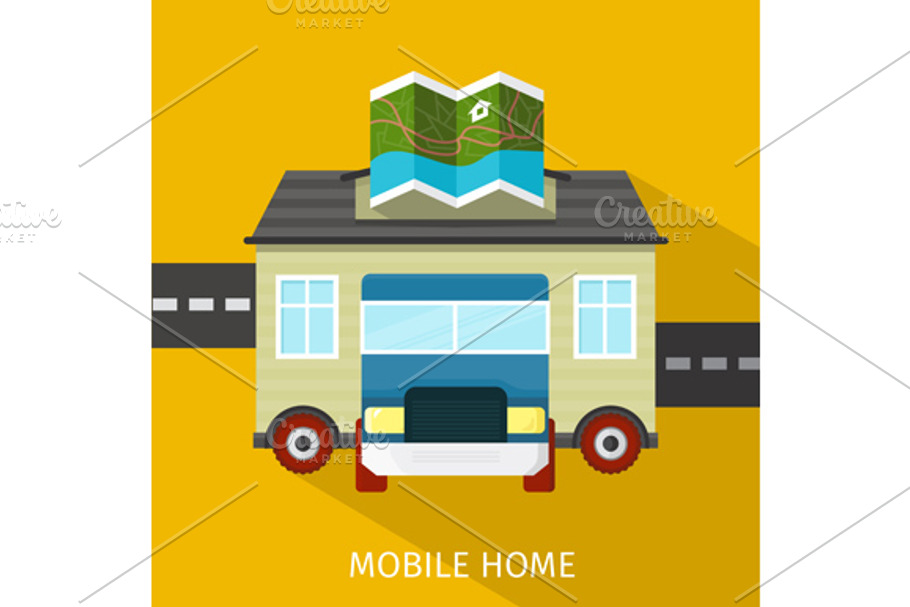 Mobile Home Flat Design Banner