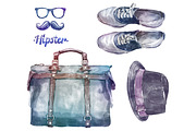 Watercolor hipster clothes2 (vector)