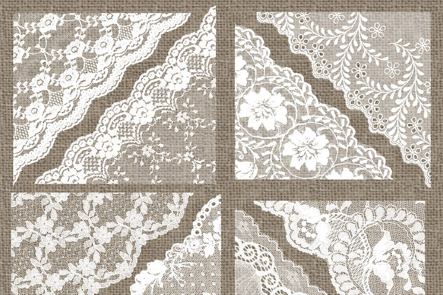 White Lace PNG Corners