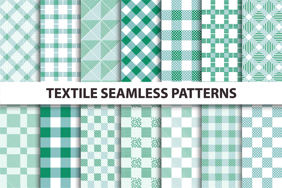 Green Textile Seamless Patterns.