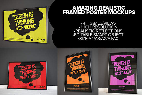REALISTIC POSTER FRAME MOCKUPS in Print Mockups - product preview 4
