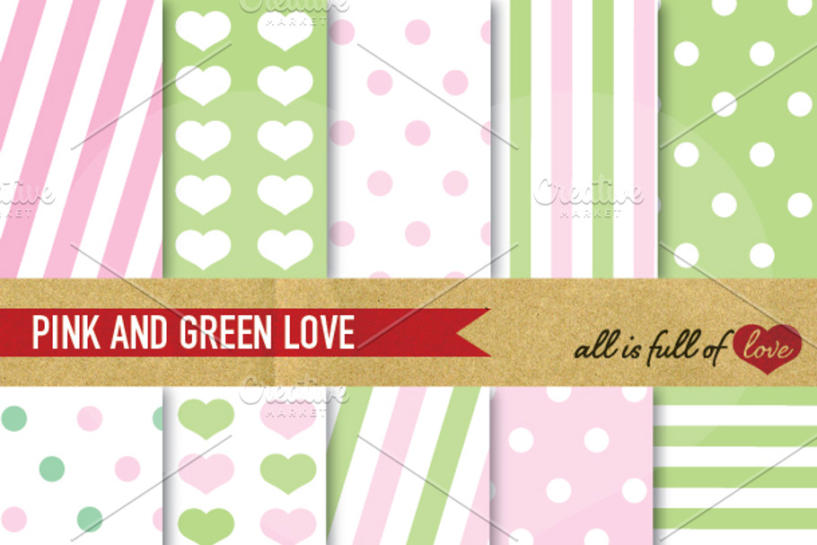 Pink Green Background Paper Pack