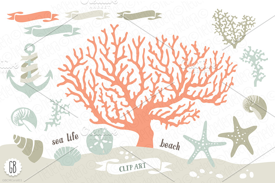 Beach sea corals nautical 03 in Illustrations - product preview 8